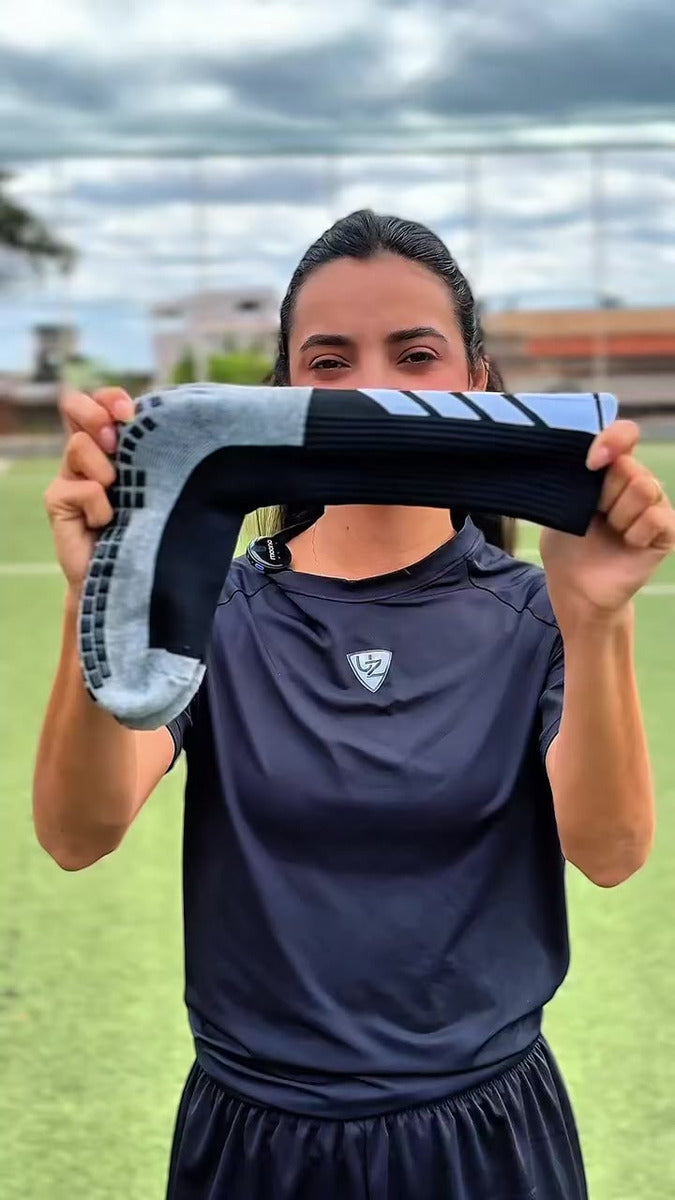 Meião Socks Meia Antiderrapante Cano Médio + Bolsa Futebol